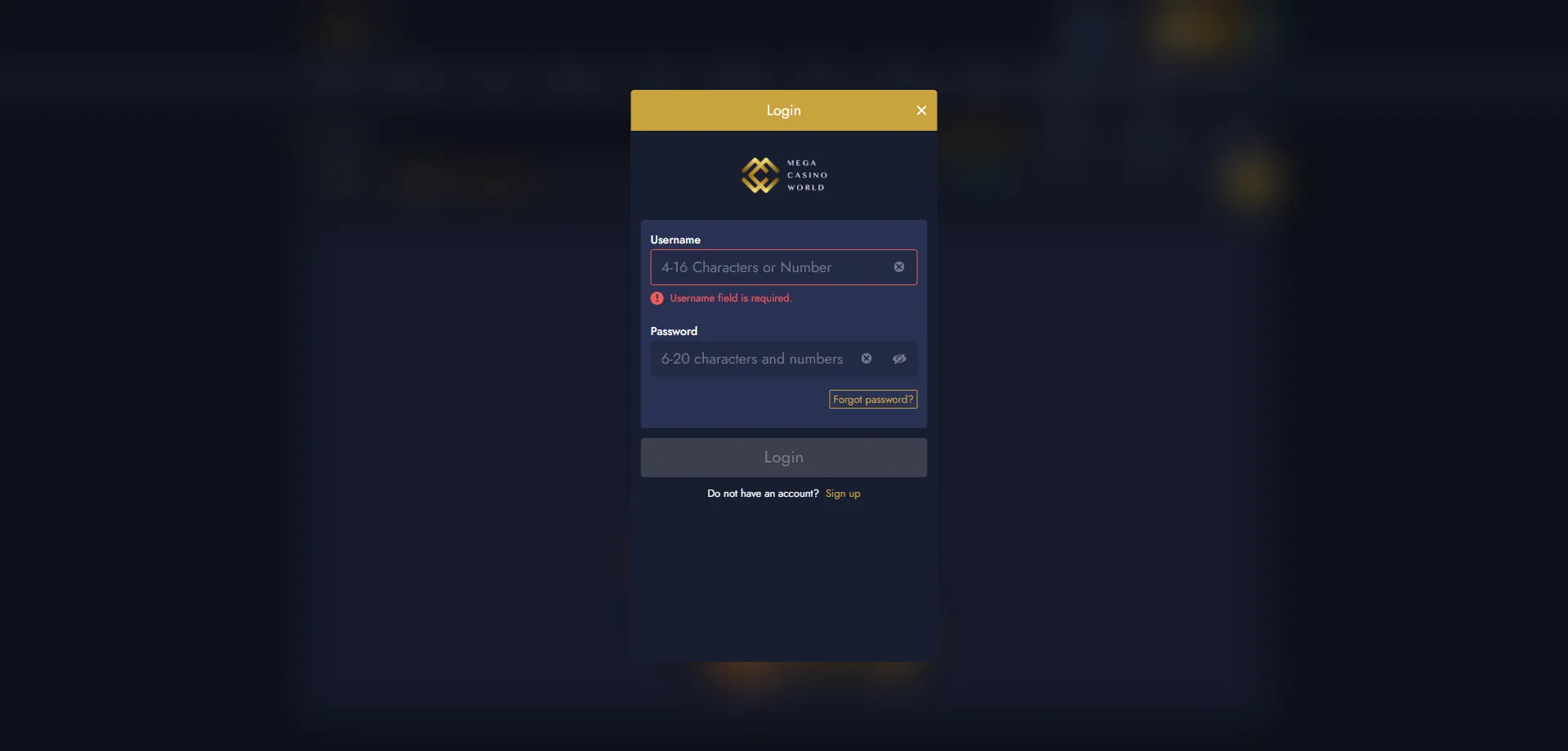Mcw Mega casino login page — access your account securely